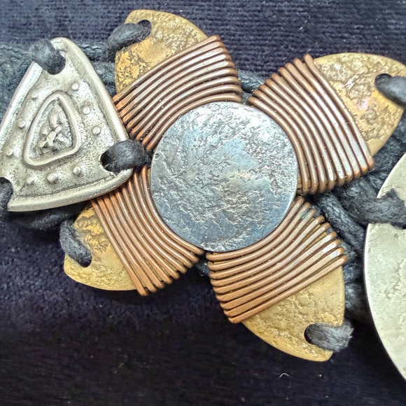 Marjorie Baer, San Francisco, artisan belt, vintage, black webbing, mixed metals - Picture 7 of 15